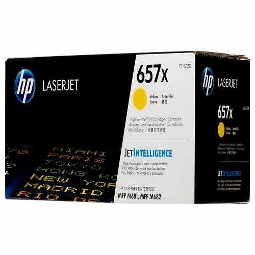 Cartucho de Tóner Láser Amarillo HP 657x, izquierda