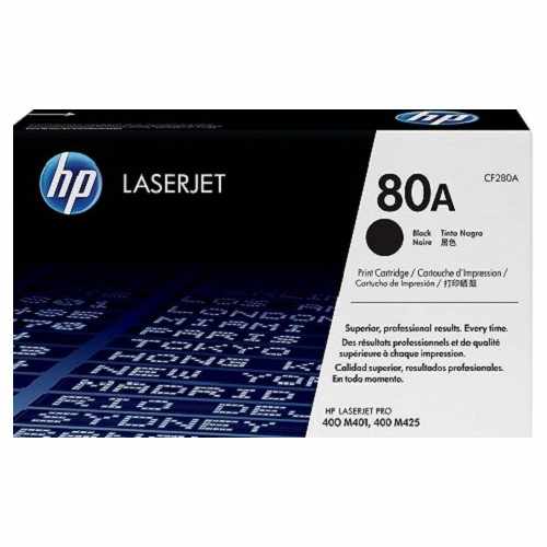 Cartucho de Tóner Láser Negro HP 80A, frontal