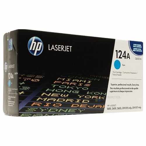 Cartucho de Tóner Láser Cyan HP 124A, lateral