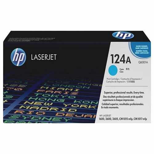 Cartucho de Tóner Láser Cyan HP 124A, frontal
