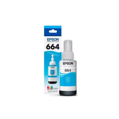 Botella de Tinta Cyan Epson T664, caja