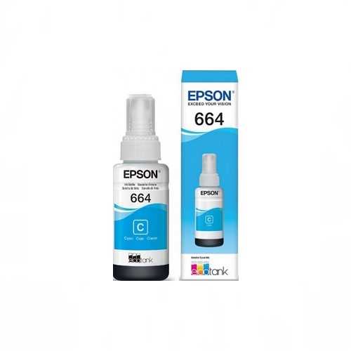 Botella de Tinta Cyan Epson T664, frontal