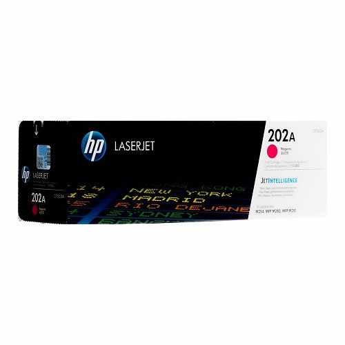 Cartucho de Tóner Láser Magenta HP 202A, lateral