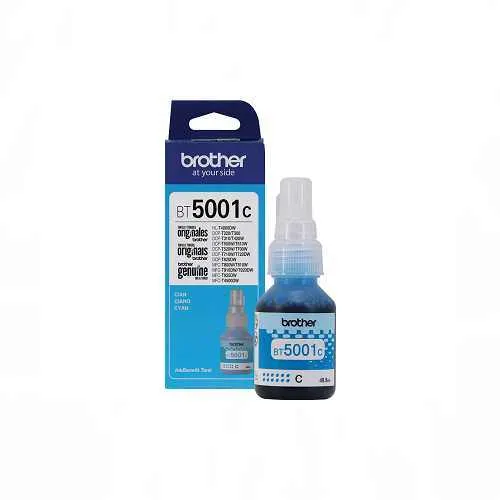 Botella de tinta Cyan Brother BT5001C, frontal