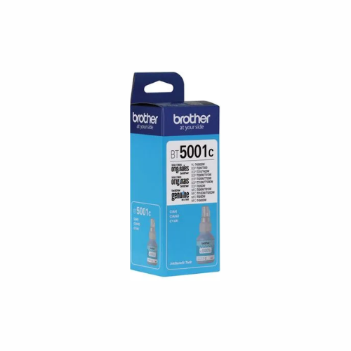 Botella de tinta Cyan Brother BT5001C, lateral