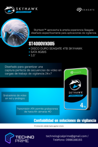 Almacena Más con los Discos Duros SkyHawk de 4TB – Ideal para Vigilancia