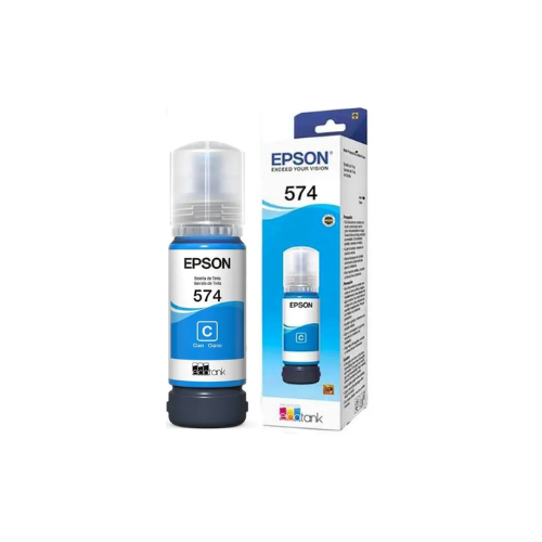 Botella de Tinta Cyan Epson 574, frontal