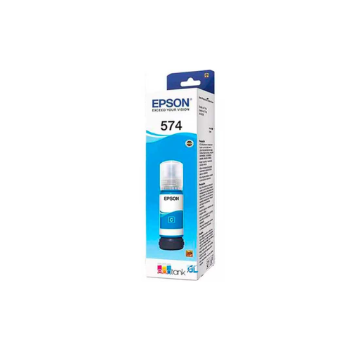 Botella de Tinta Cyan Epson 574, caja