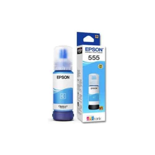 Botella de Tinta Cyan Epson T555, frontal