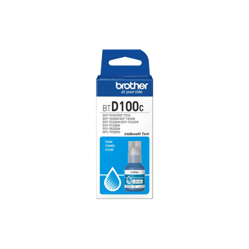 Botella de Tinta Brother Cyan BTD100CMEX caja