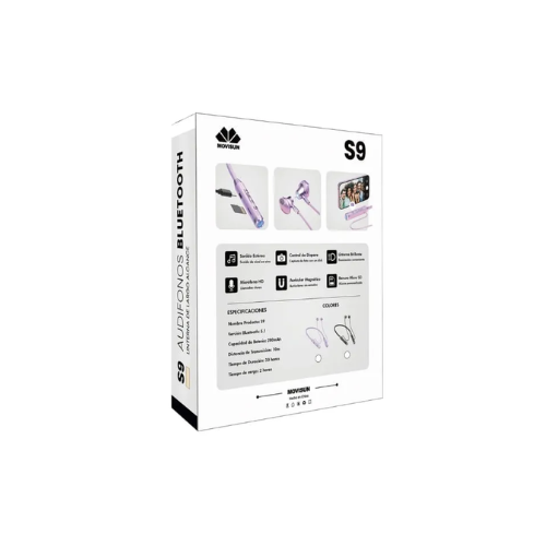 Audífonos Inalámbricos Movisun S9 Lila, posterior