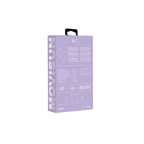 Audífonos Inalámbricos Movisun W1 Lila, posterior