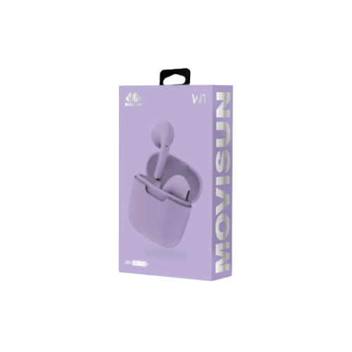 Audífonos Inalámbricos Movisun W1 Lila, caja