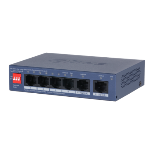 Switch PoE Dahua Gigabit de 6 Puertos, lateral